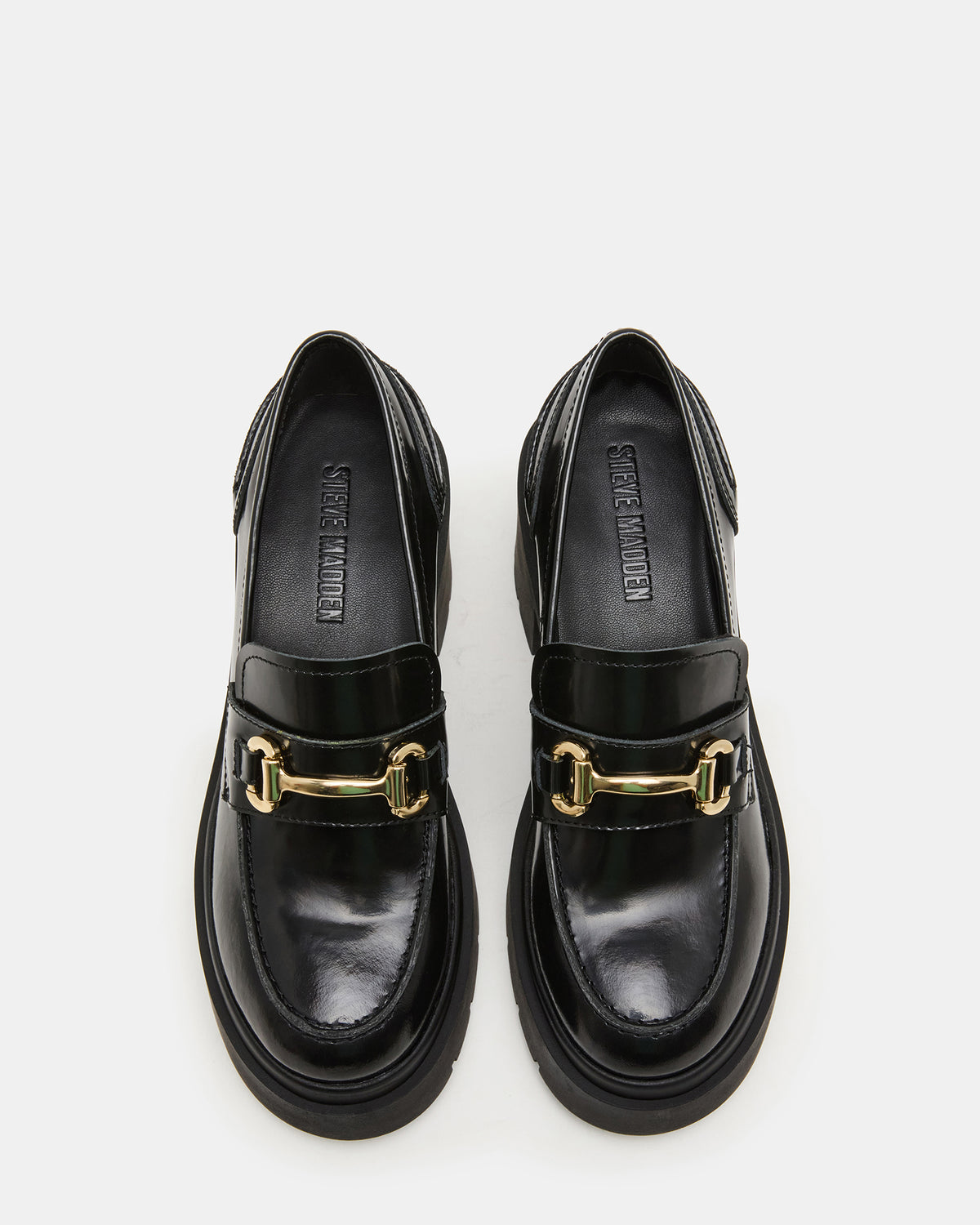 LAZRA Black Platform Lug Block Heel Women's Loafer | Steve Madden discount
