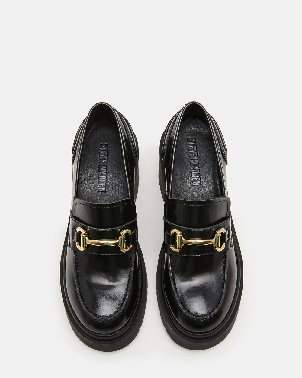 LAZRA Black Platform Lug Block Heel Women's Loafer | Steve Madden discount