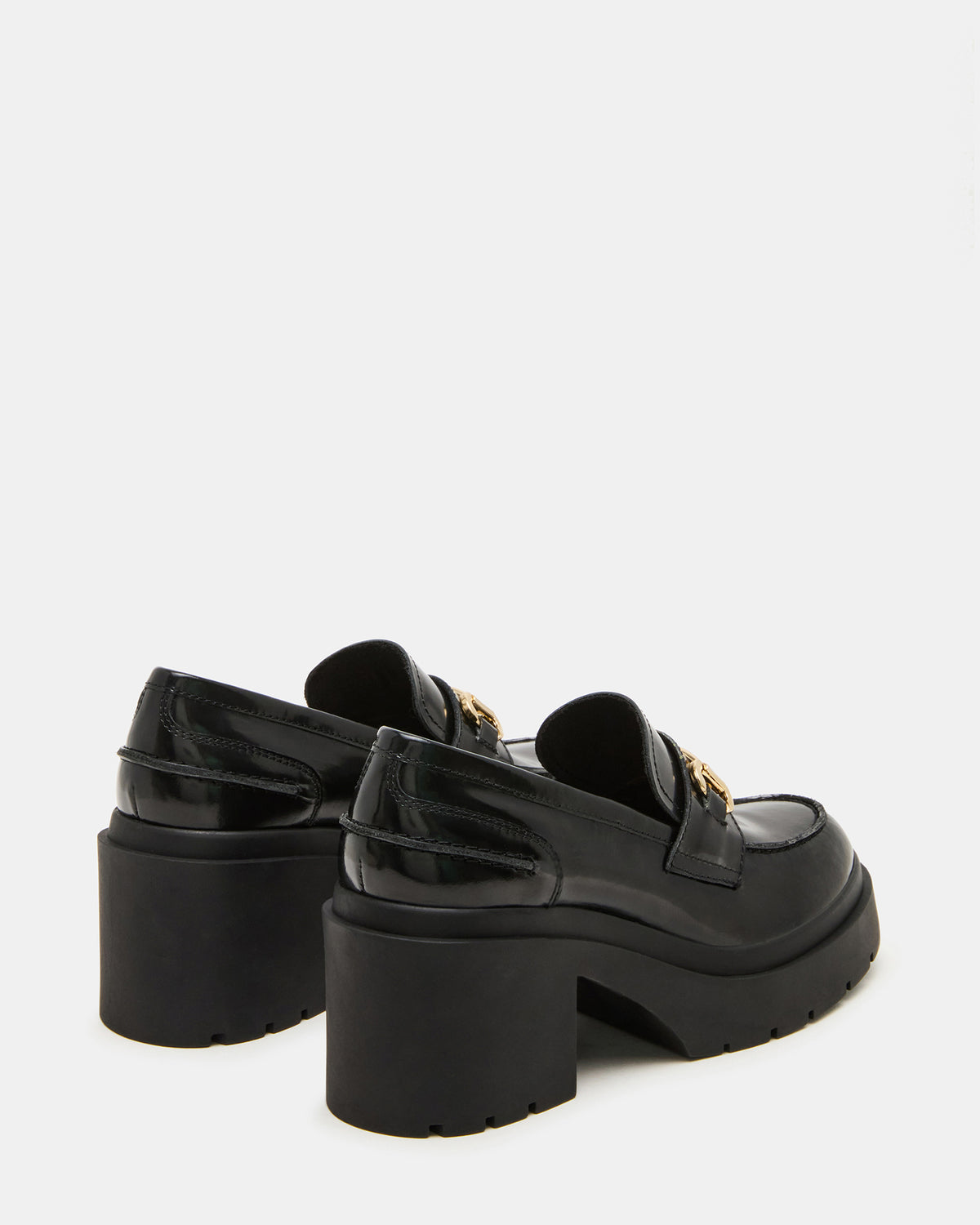 LAZRA Black Platform Lug Block Heel Women's Loafer | Steve Madden discount