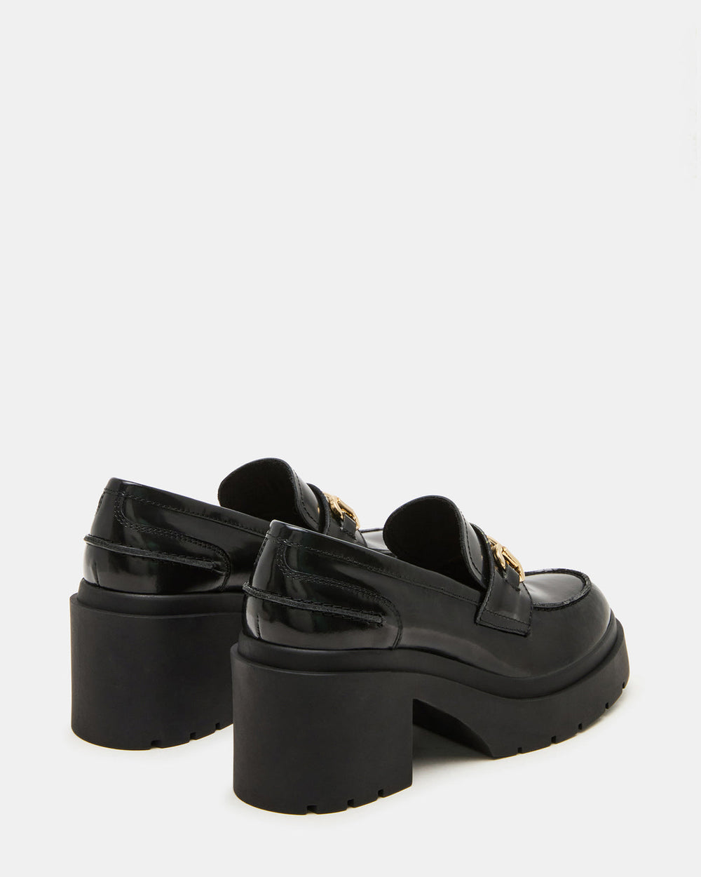 LAZRA Black Platform Lug Block Heel Women's Loafer | Steve Madden discount