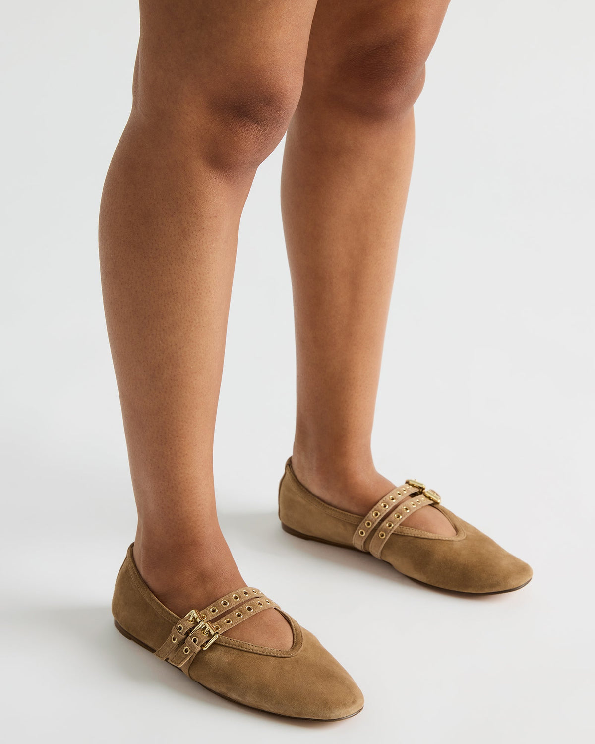 LYDIA Taupe Suede Square-Toe Mary Jane Ballet Women's Flat | Steve Madden online