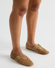 LYDIA Taupe Suede Square-Toe Mary Jane Ballet Women's Flat | Steve Madden online