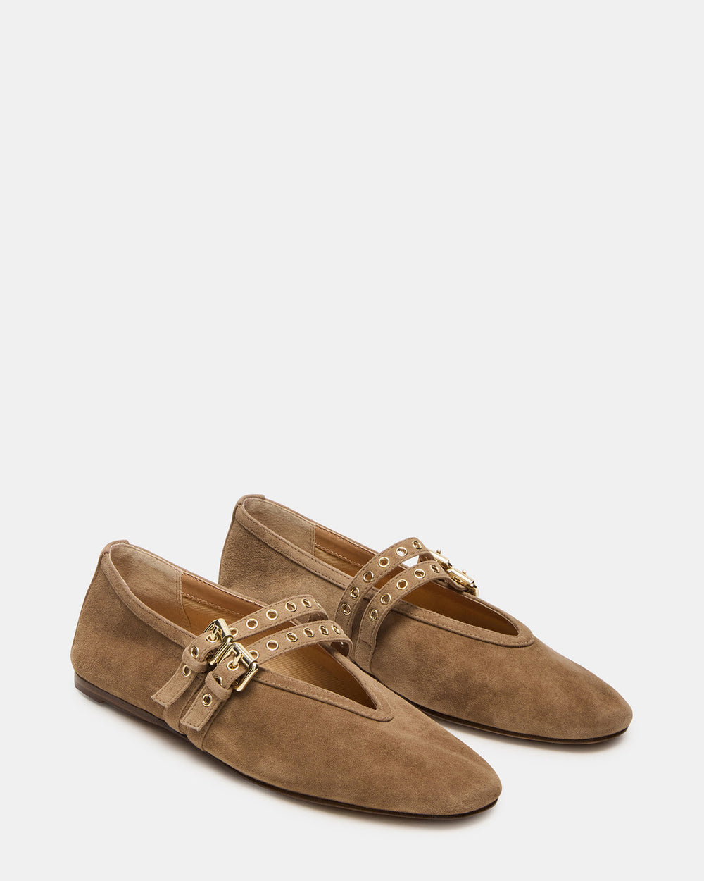 LYDIA Taupe Suede Square-Toe Mary Jane Ballet Women's Flat | Steve Madden online