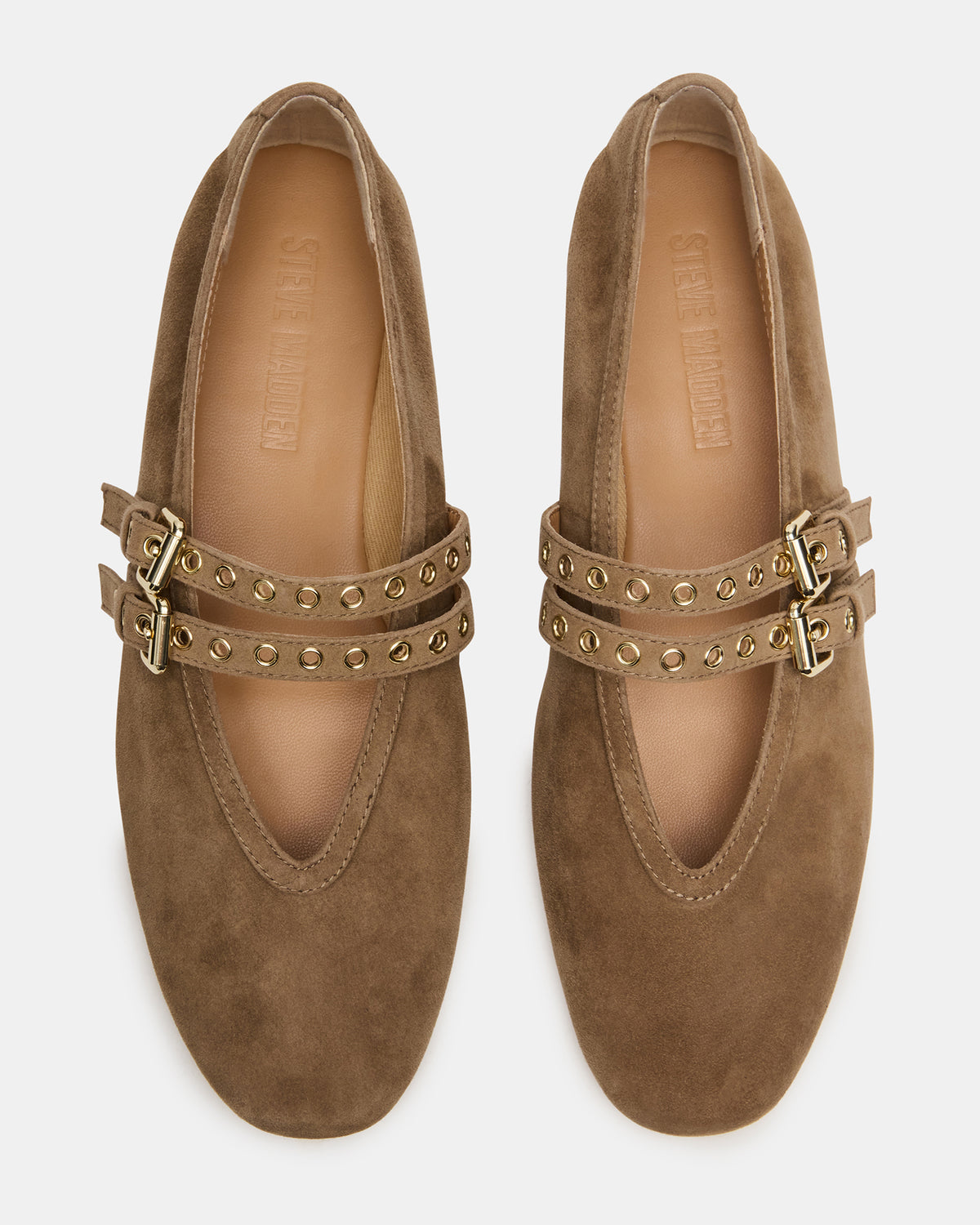 LYDIA Taupe Suede Square-Toe Mary Jane Ballet Women's Flat | Steve Madden online