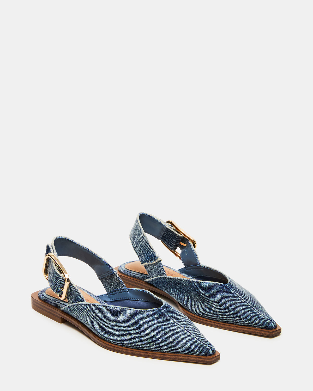 SHAY Denim Fabric Pointed-Toe Slingback Ballet Women's Flat | Steve Madden US