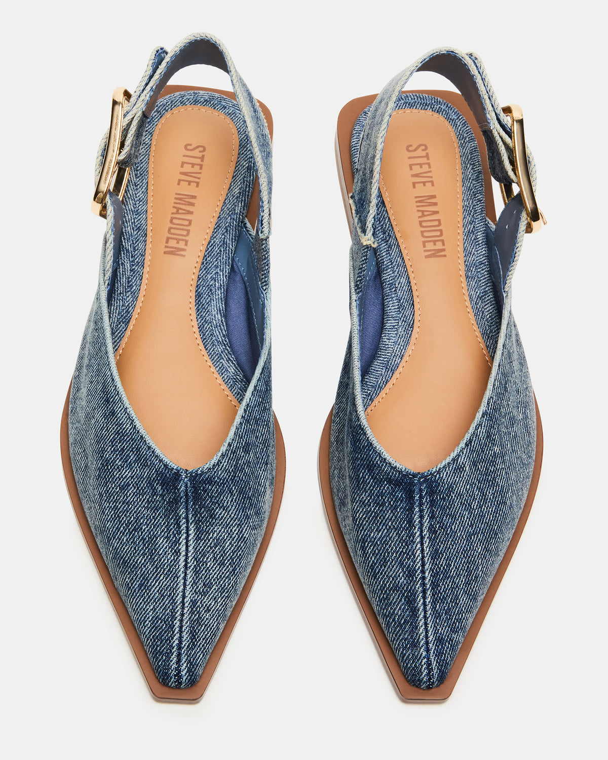 SHAY Denim Fabric Pointed-Toe Slingback Ballet Women's Flat | Steve Madden US