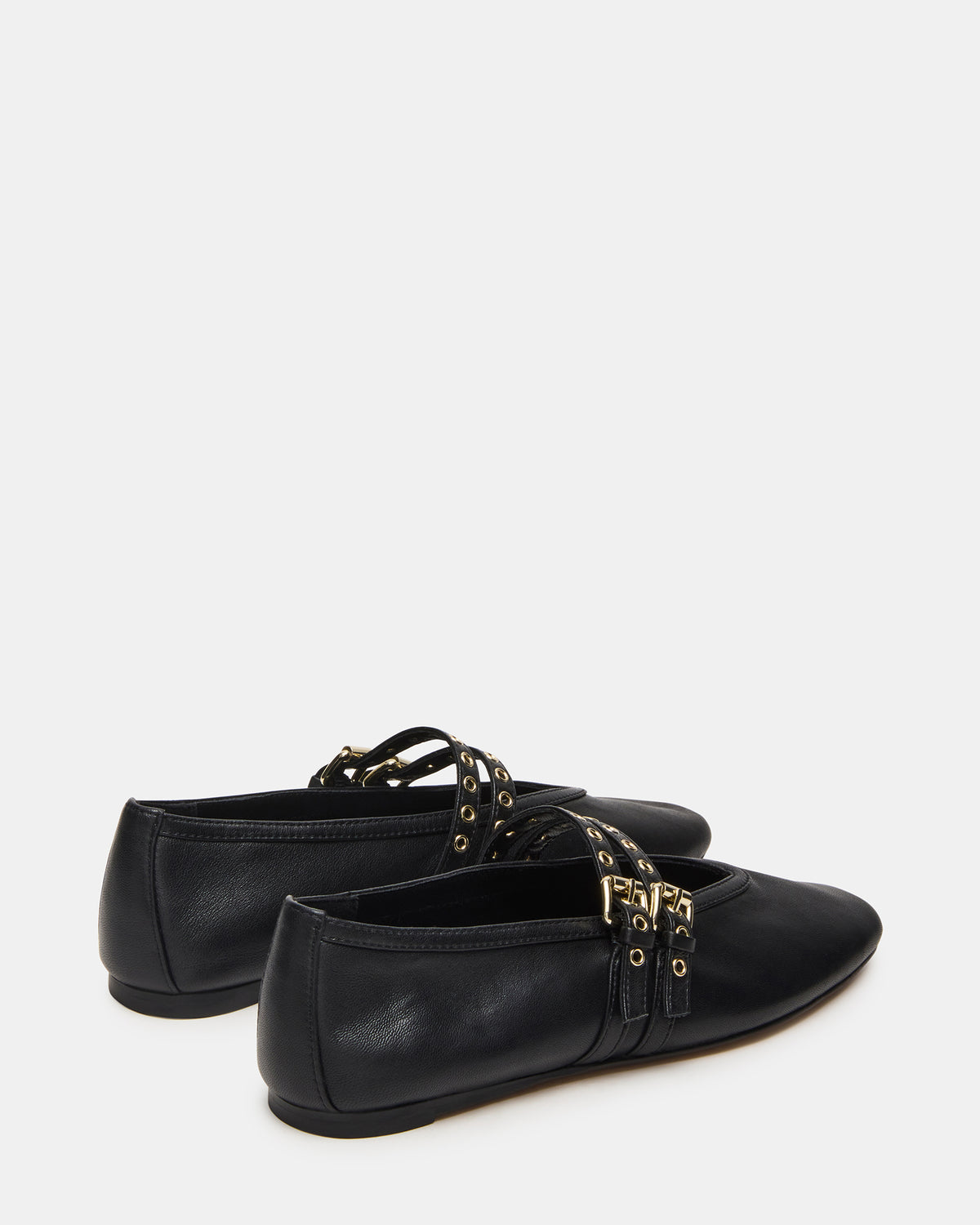 LYDIA Black Leather Square-Toe Mary Jane Ballet Women's Flat | Steve Madden outlet