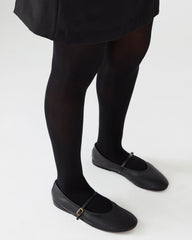 BESETTE Black Leather Mary Jane Ballet Women's Flat | Steve Madden Sale