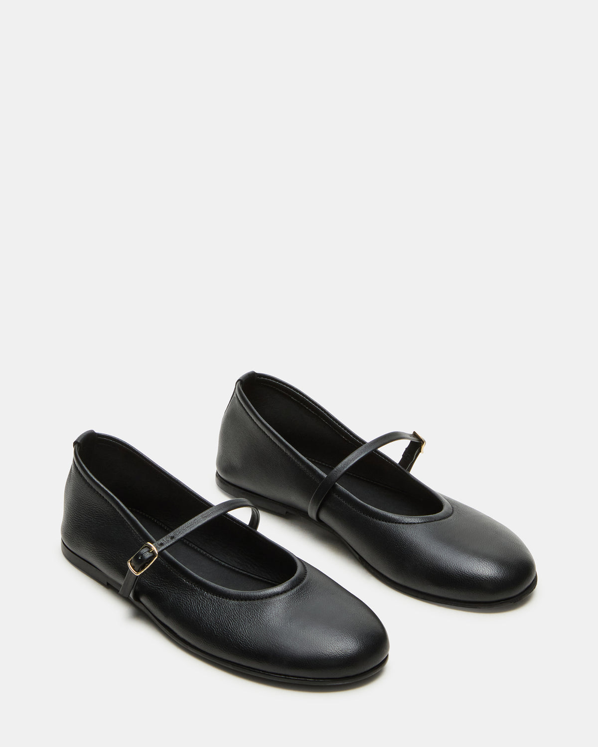BESETTE Black Leather Mary Jane Ballet Women's Flat | Steve Madden Sale