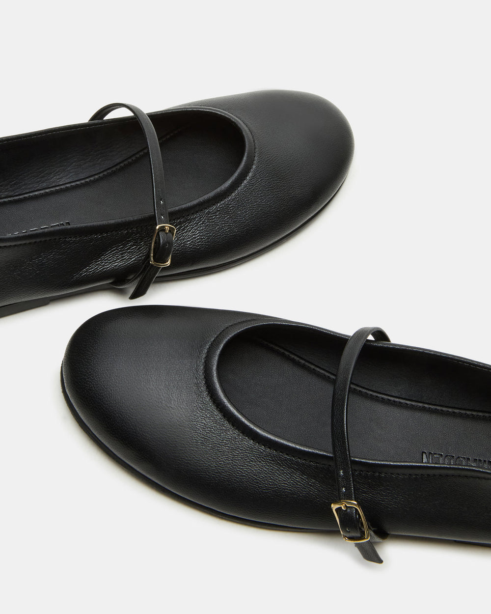 BESETTE Black Leather Mary Jane Ballet Women's Flat | Steve Madden Sale