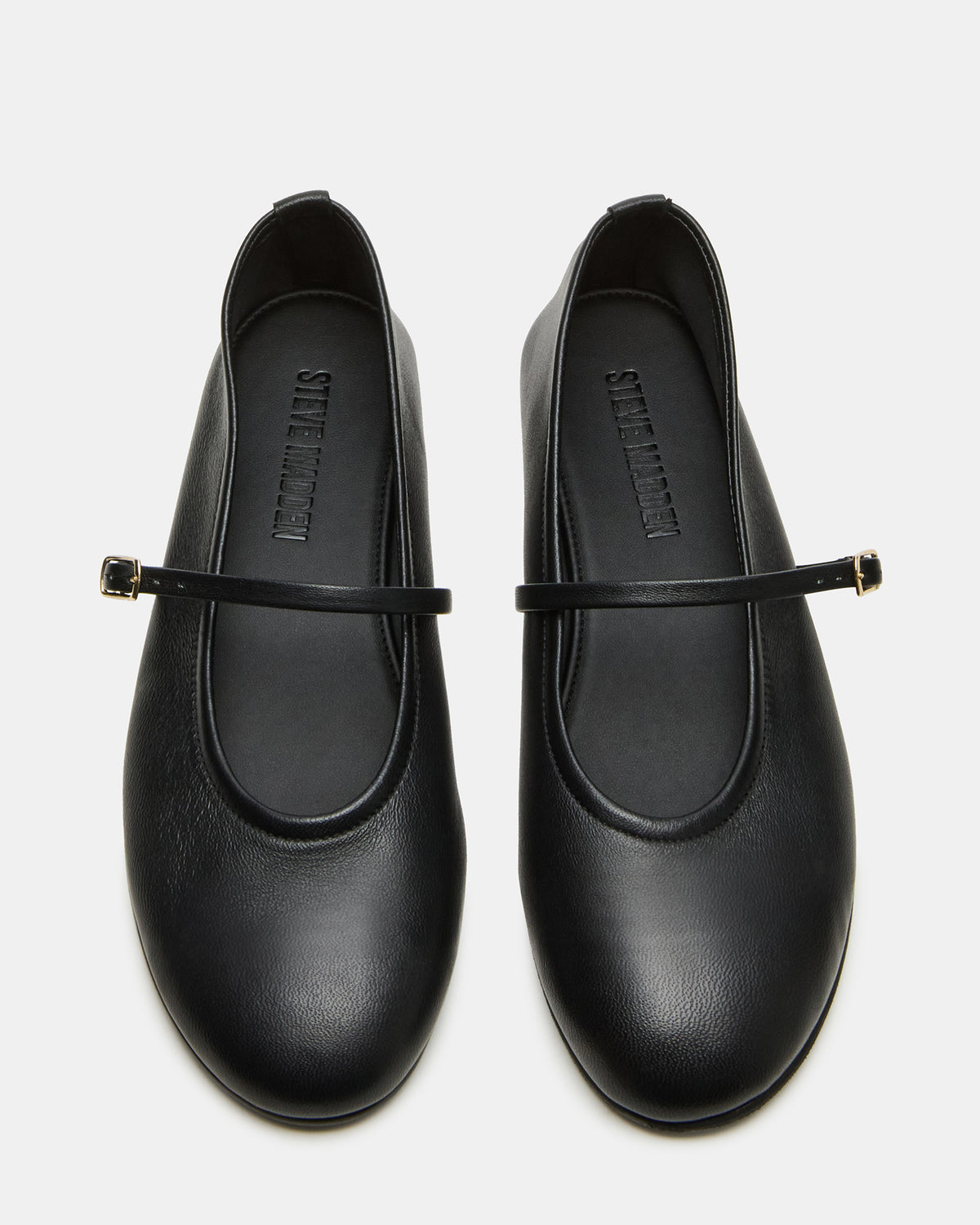 BESETTE Black Leather Mary Jane Ballet Women's Flat | Steve Madden Sale
