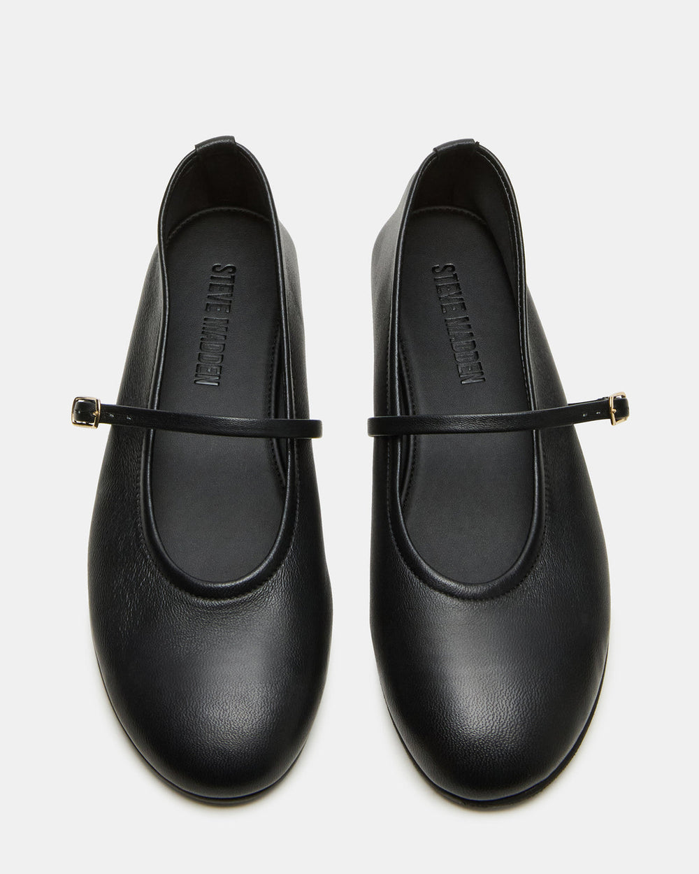 BESETTE Black Leather Mary Jane Ballet Women's Flat | Steve Madden Sale