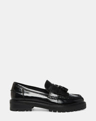 MINKA Black Leather Women's Platform Lug Sole Loafer | Steve Madden for Sale