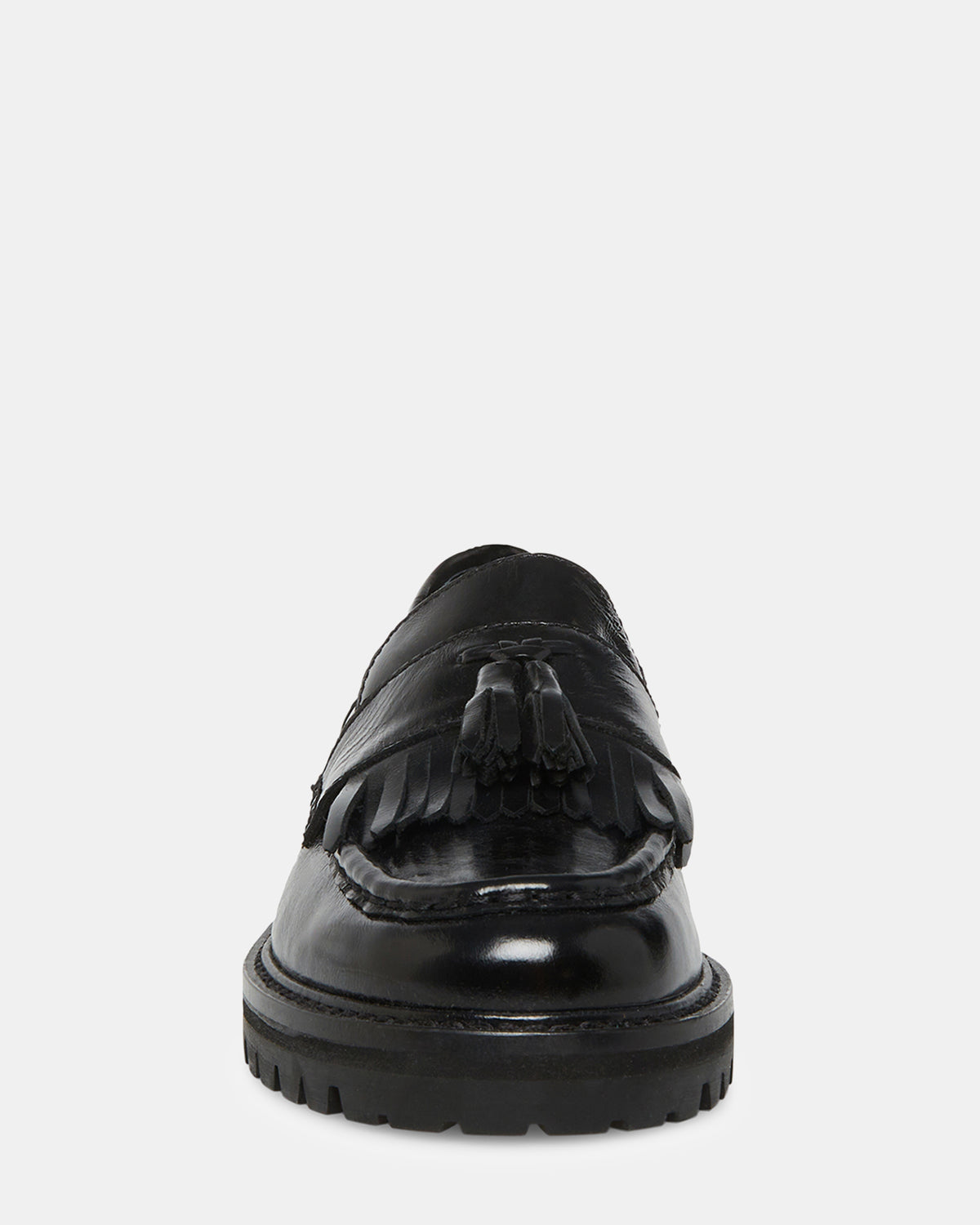 MINKA Black Leather Women's Platform Lug Sole Loafer | Steve Madden for Sale