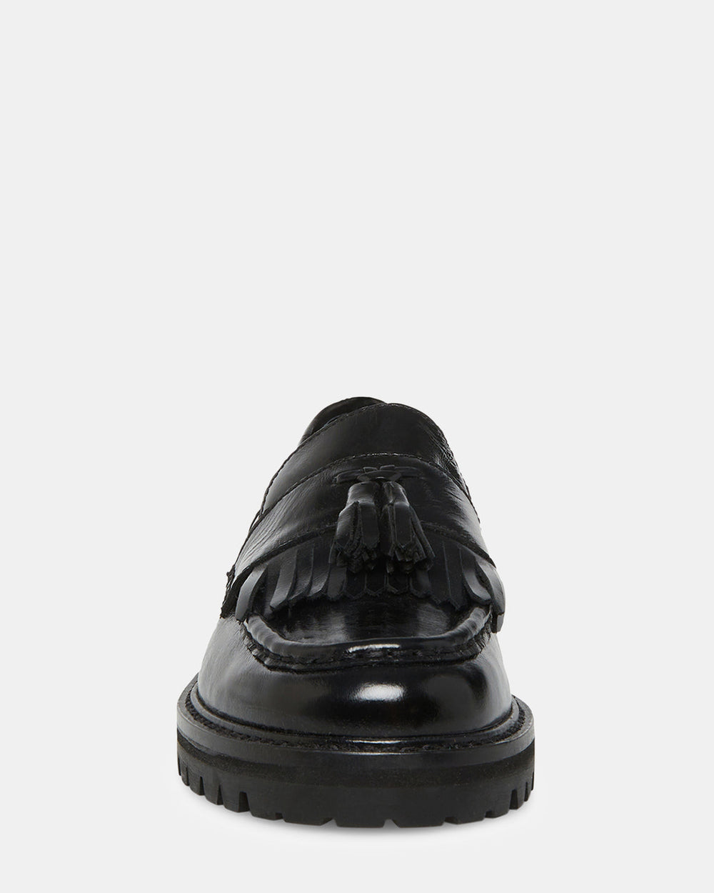 MINKA Black Leather Women's Platform Lug Sole Loafer | Steve Madden for Sale