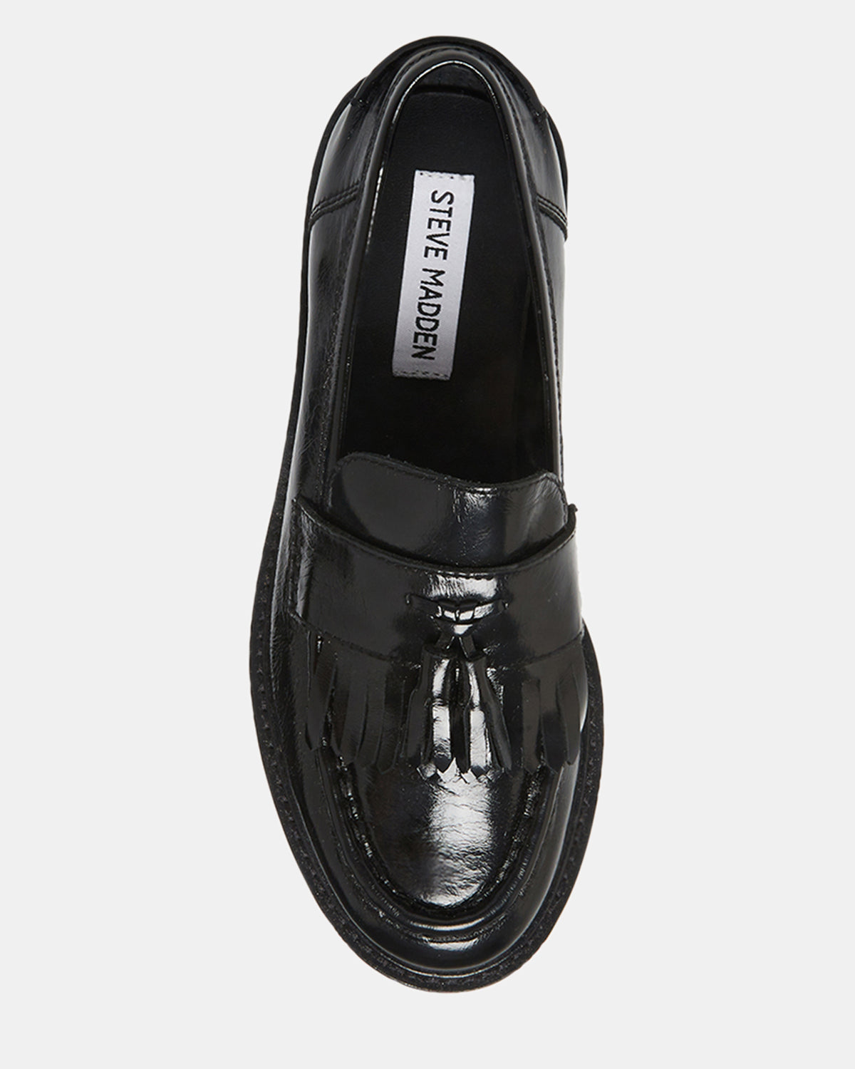 MINKA Black Leather Women's Platform Lug Sole Loafer | Steve Madden for Sale