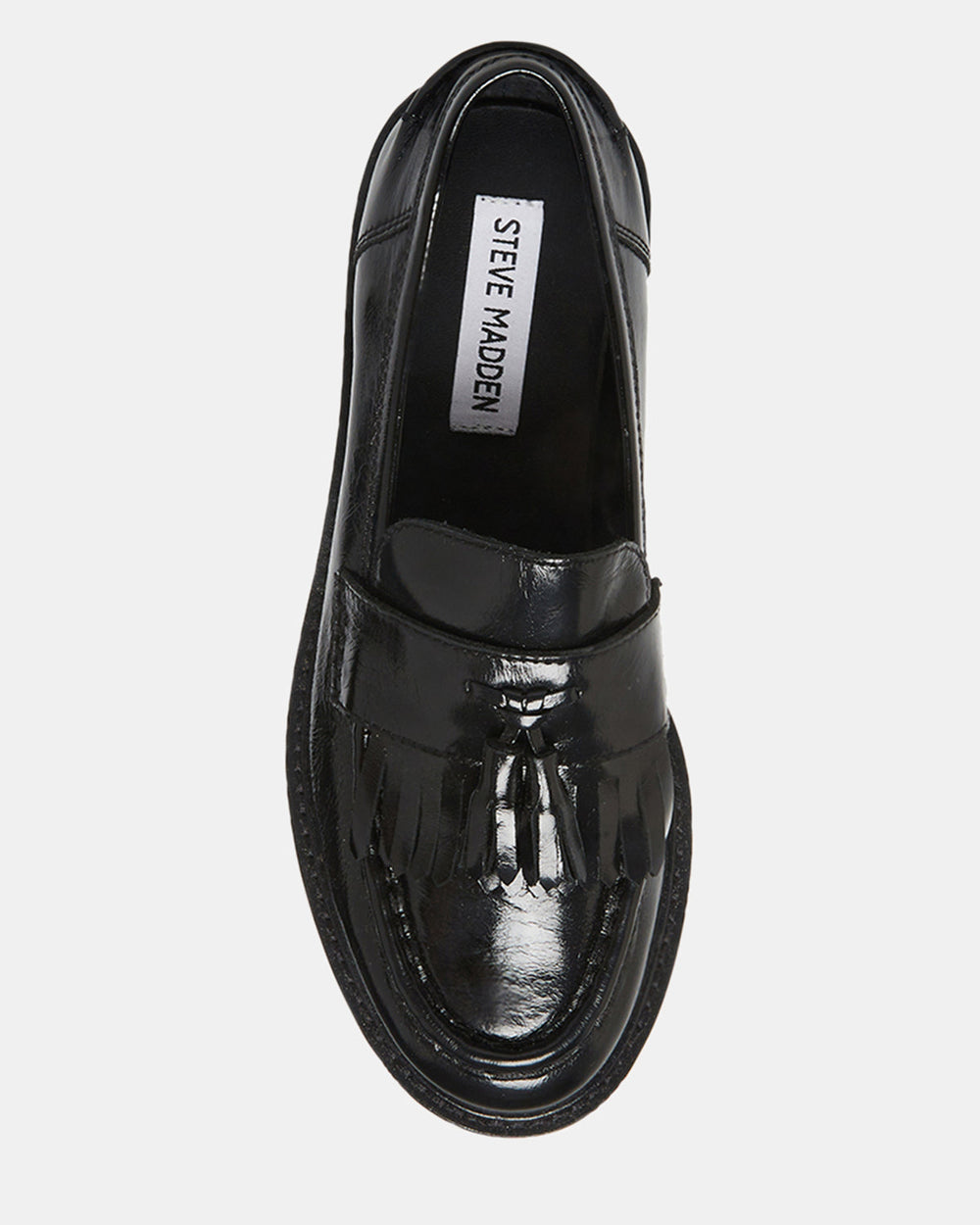 MINKA Black Leather Women's Platform Lug Sole Loafer | Steve Madden for Sale