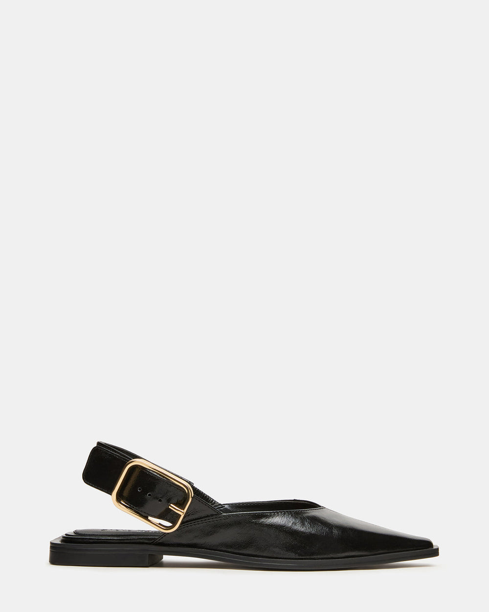 SHAY Black Leather Pointed-Toe Slingback Ballet Women's Flat | Steve Madden on Sale