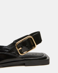 SHAY Black Leather Pointed-Toe Slingback Ballet Women's Flat | Steve Madden on Sale