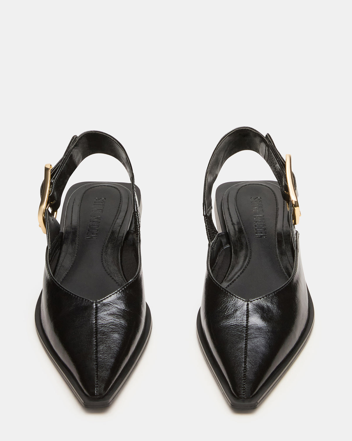 SHAY Black Leather Pointed-Toe Slingback Ballet Women's Flat | Steve Madden on Sale