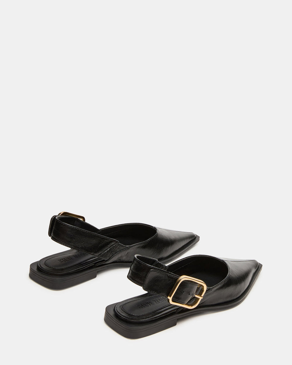 SHAY Black Leather Pointed-Toe Slingback Ballet Women's Flat | Steve Madden on Sale