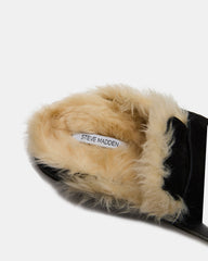 TOBIN Faux Fur Black Suede Slip-On Mule Women's Flat | Steve Madden discount