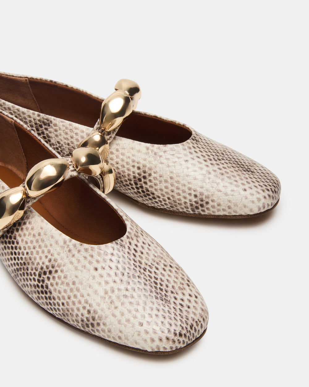 POPPIN Natural Snake Mary Jane Ballet Women's Flat | Steve Madden online