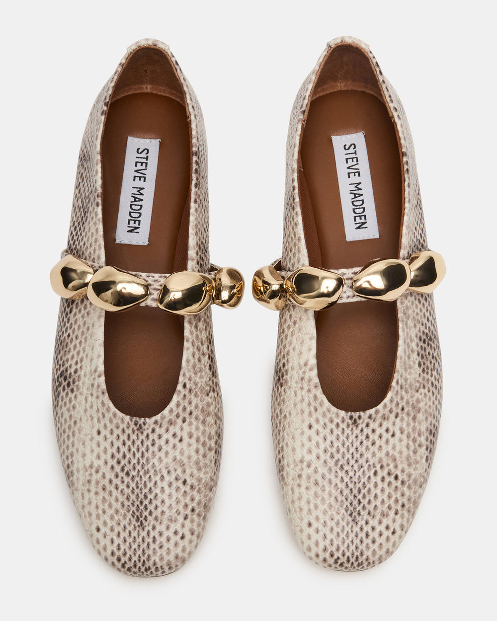 POPPIN Natural Snake Mary Jane Ballet Women's Flat | Steve Madden online