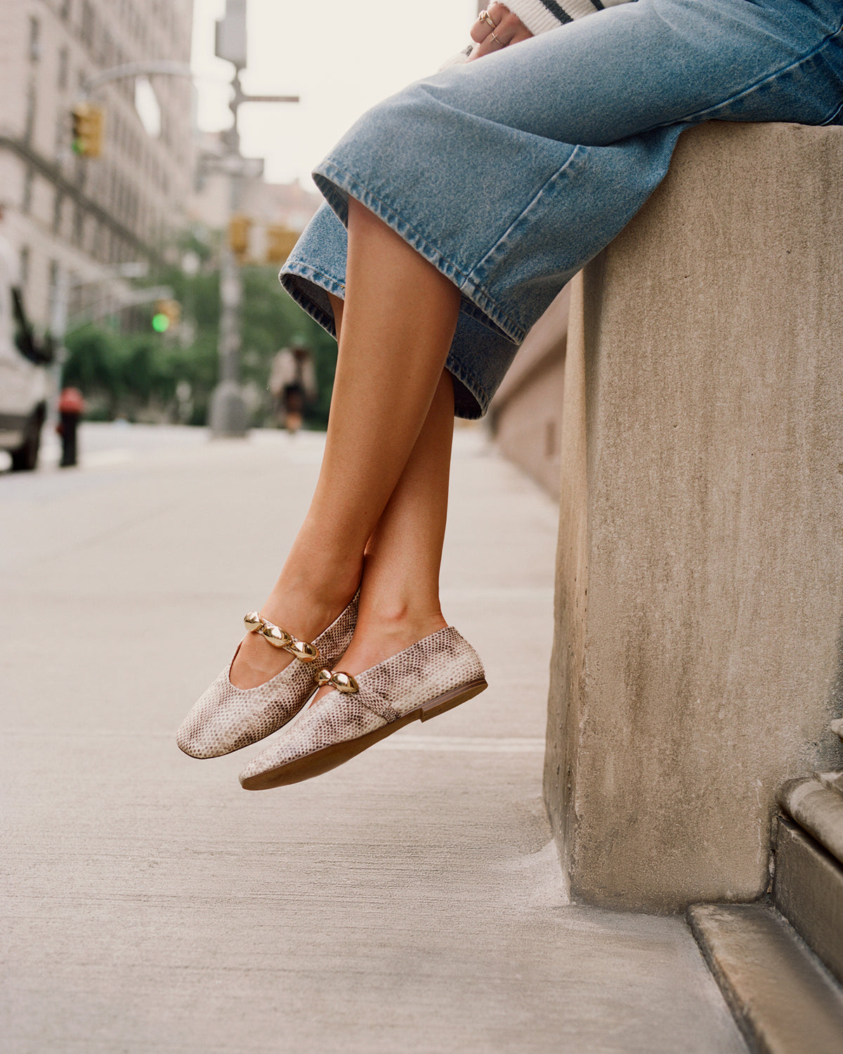 POPPIN Natural Snake Mary Jane Ballet Women's Flat | Steve Madden online