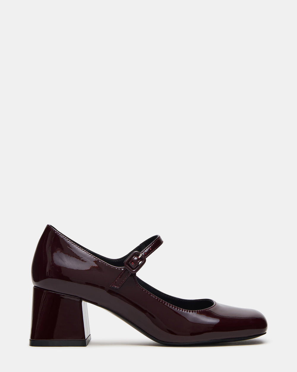 DARCEY Wine Patent Square-Toe Mary Jane Block Heel Women's Loafer | Steve Madden outlet