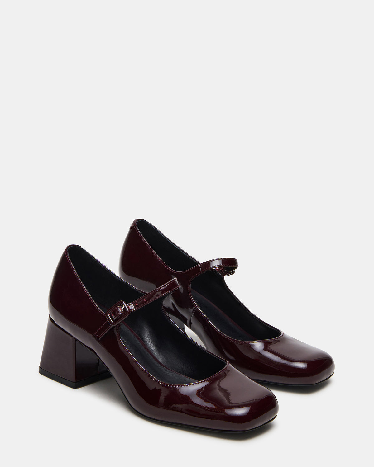 DARCEY Wine Patent Square-Toe Mary Jane Block Heel Women's Loafer | Steve Madden outlet