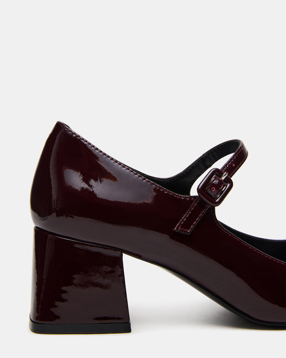 DARCEY Wine Patent Square-Toe Mary Jane Block Heel Women's Loafer | Steve Madden outlet