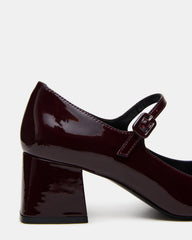 DARCEY Wine Patent Square-Toe Mary Jane Block Heel Women's Loafer | Steve Madden outlet