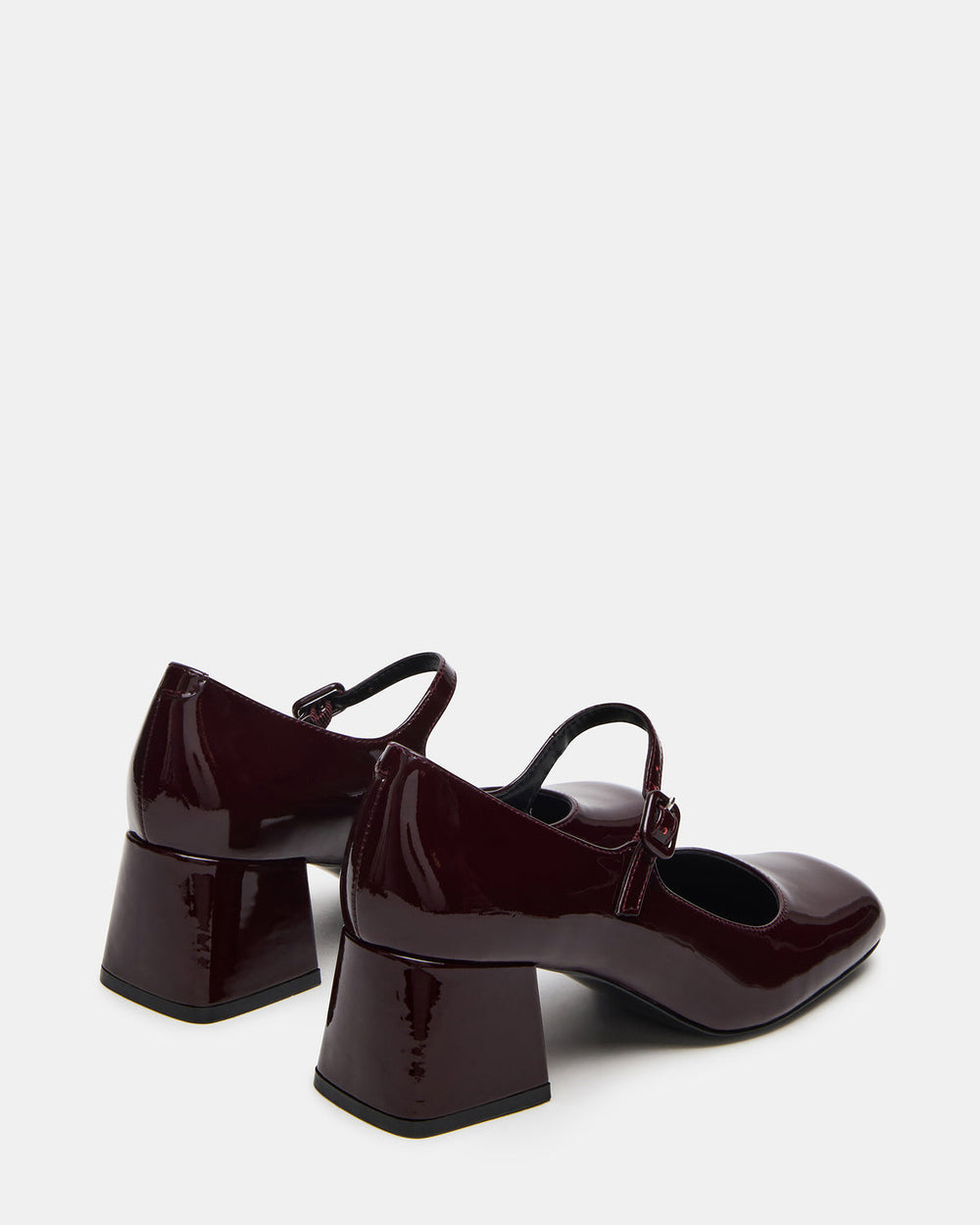 DARCEY Wine Patent Square-Toe Mary Jane Block Heel Women's Loafer | Steve Madden outlet