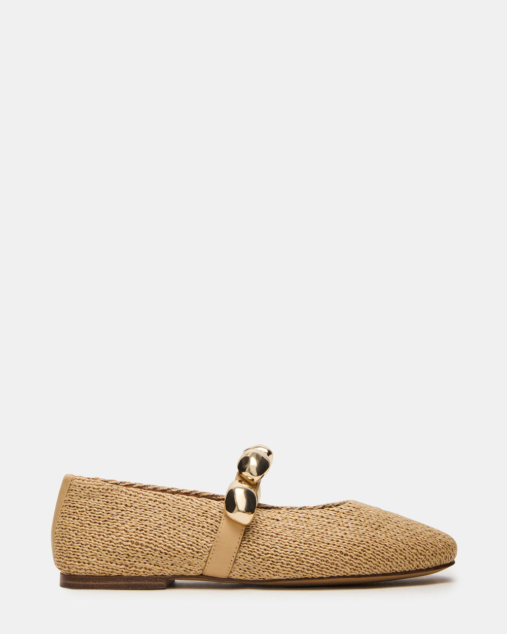 POPPIN Natural Raffia Mary Jane Ballet Women's Flat | Steve Madden on Sale