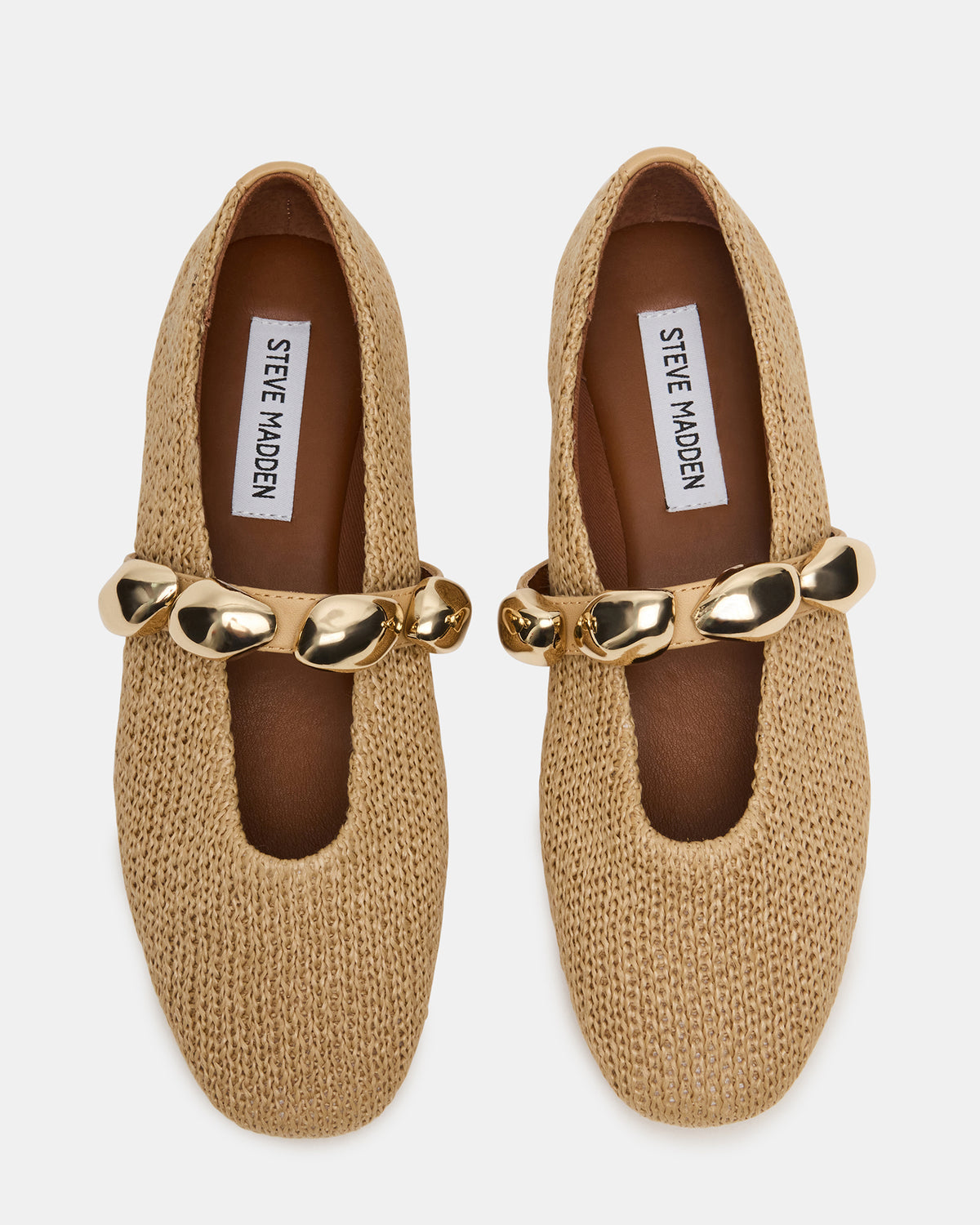POPPIN Natural Raffia Mary Jane Ballet Women's Flat | Steve Madden on Sale