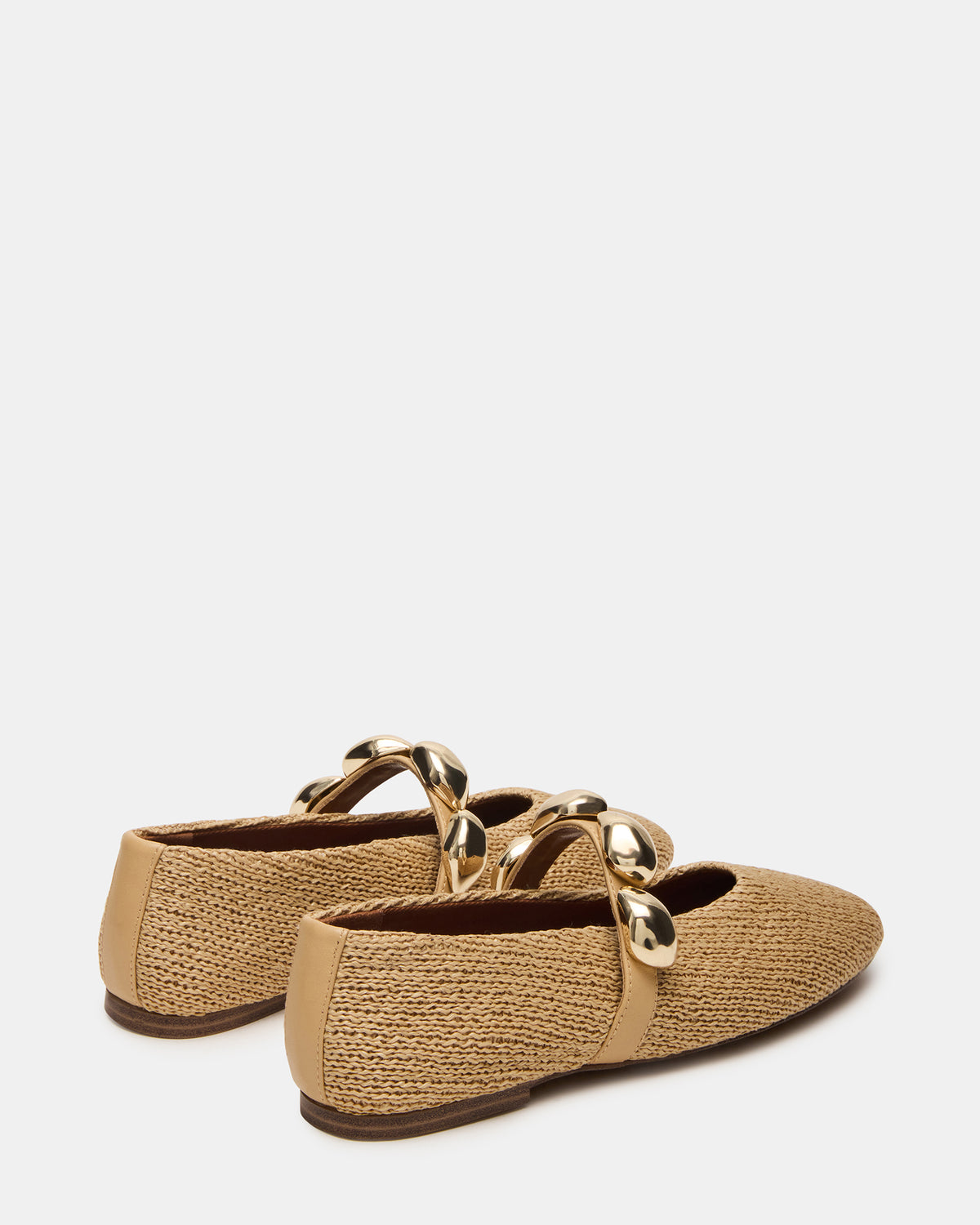 POPPIN Natural Raffia Mary Jane Ballet Women's Flat | Steve Madden on Sale