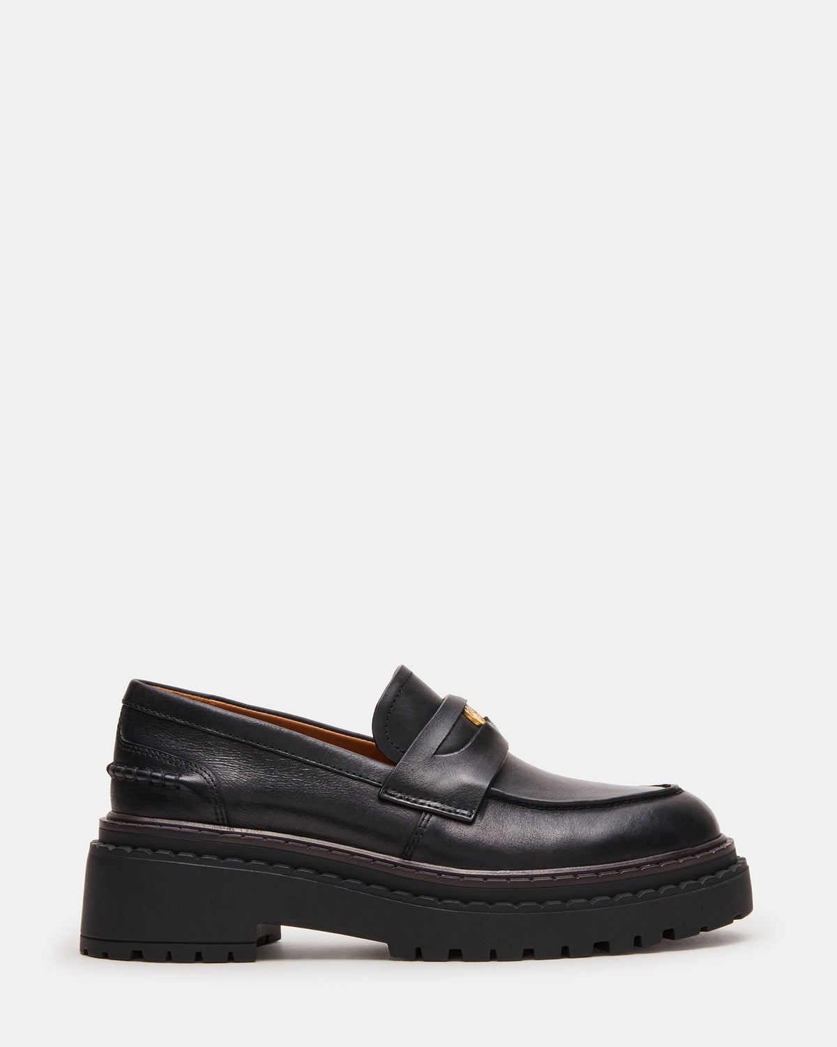 RAFTUS Black Leather Platform Lug Women's Loafer | Steve Madden discount