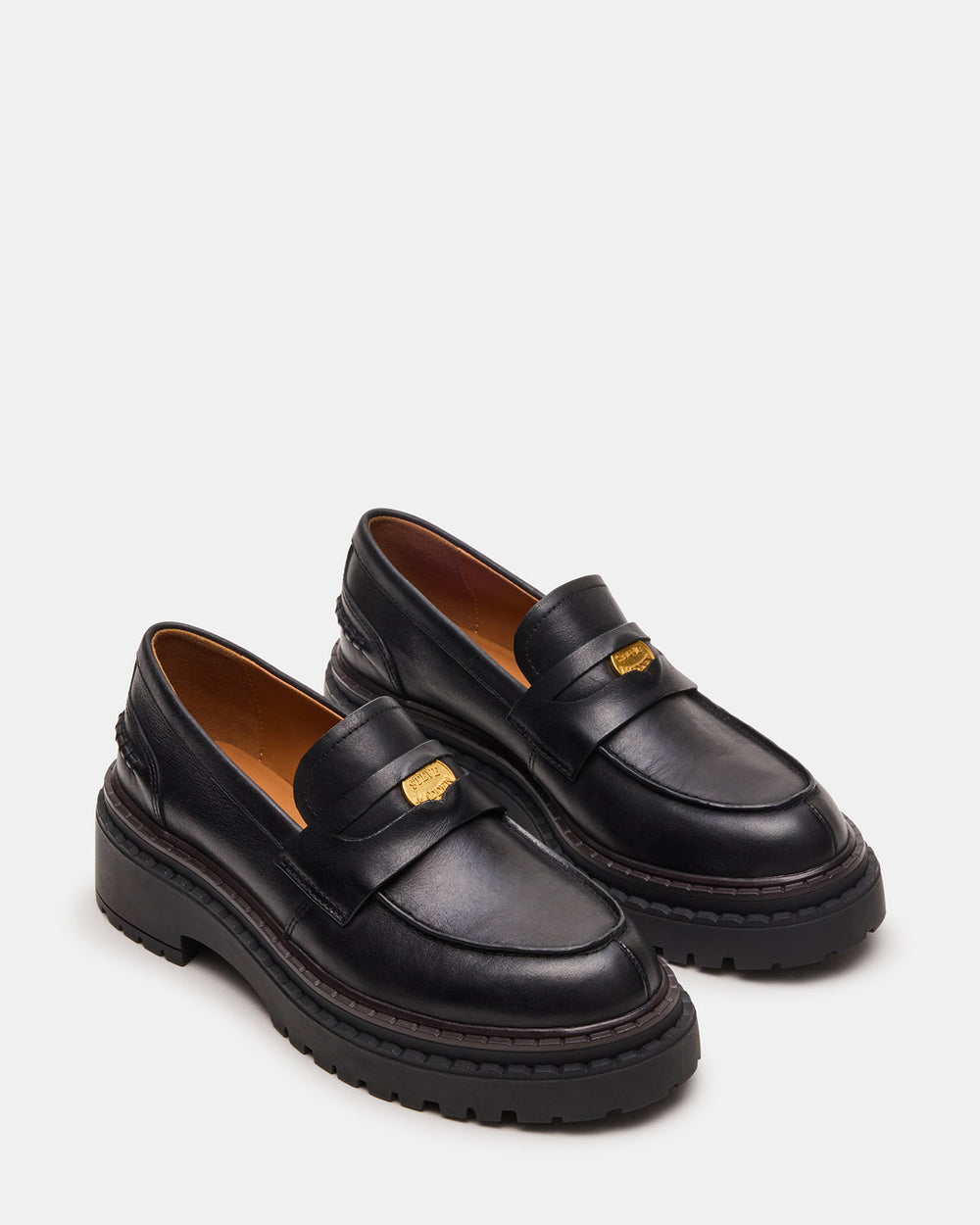 RAFTUS Black Leather Platform Lug Women's Loafer | Steve Madden discount