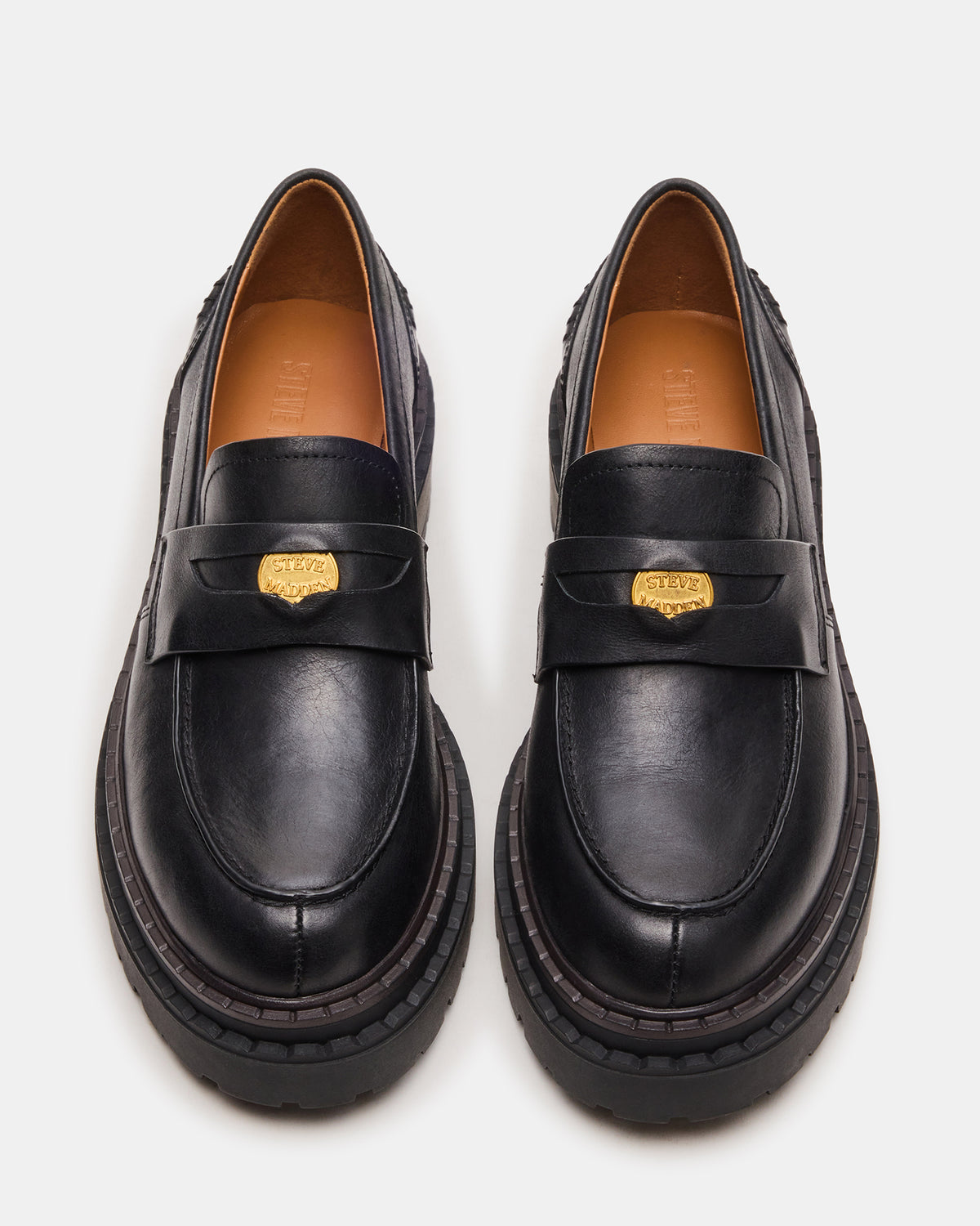 RAFTUS Black Leather Platform Lug Women's Loafer | Steve Madden discount