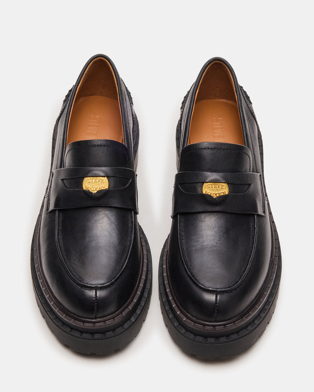 RAFTUS Black Leather Platform Lug Women's Loafer | Steve Madden discount