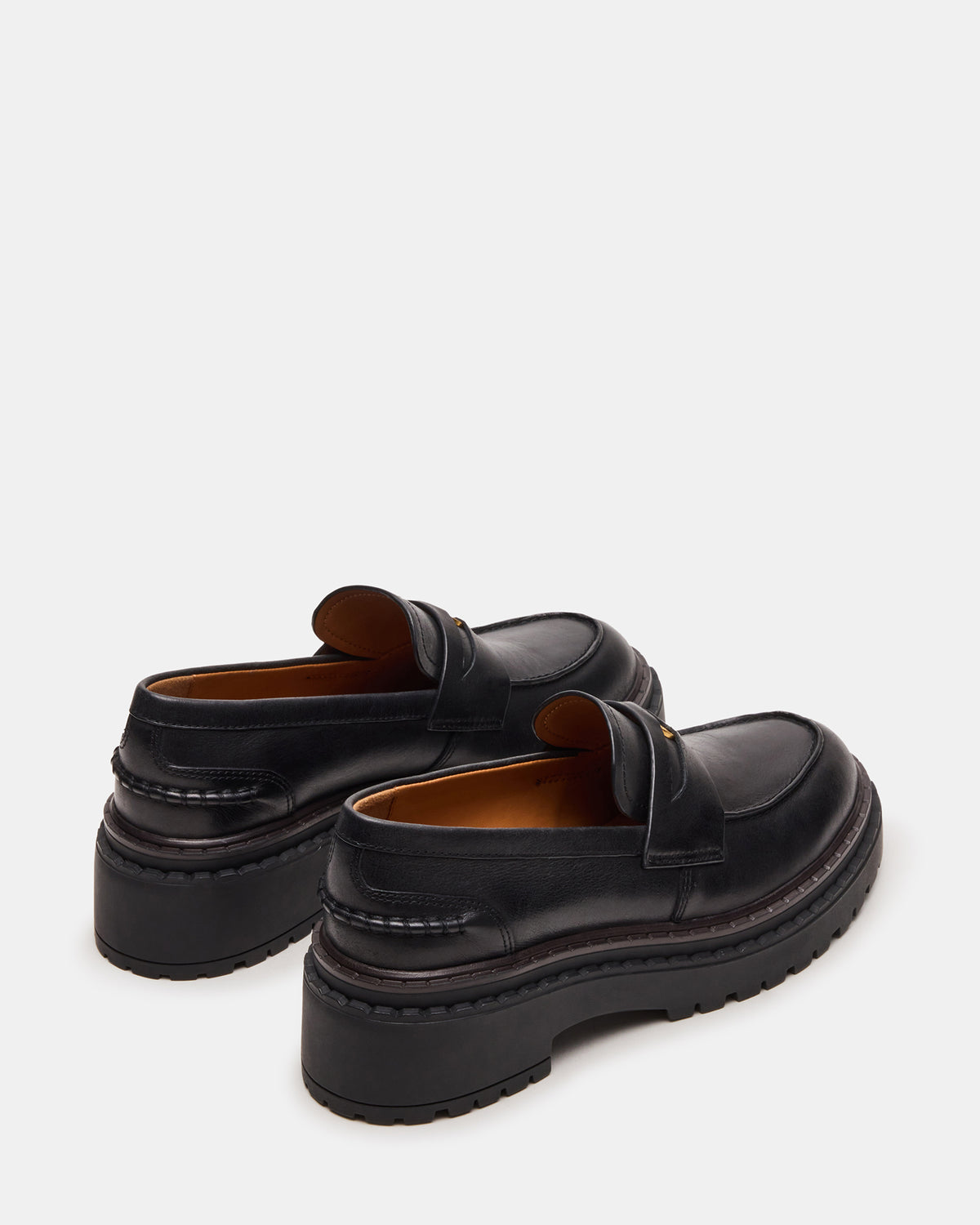 RAFTUS Black Leather Platform Lug Women's Loafer | Steve Madden discount