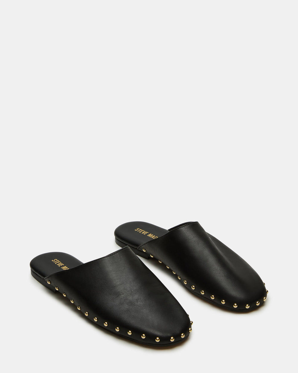 PEARSON Black Leather Rounded-Toe Slip-On Women's Flat | Steve Madden online