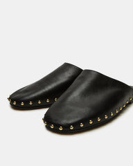 PEARSON Black Leather Rounded-Toe Slip-On Women's Flat | Steve Madden online