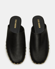 PEARSON Black Leather Rounded-Toe Slip-On Women's Flat | Steve Madden online