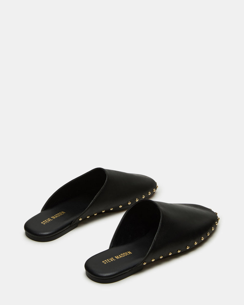 PEARSON Black Leather Rounded-Toe Slip-On Women's Flat | Steve Madden online