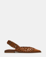 SHAY Woven Cognac Pointed-Toe Slingback Ballet Women's Flat | Steve Madden US