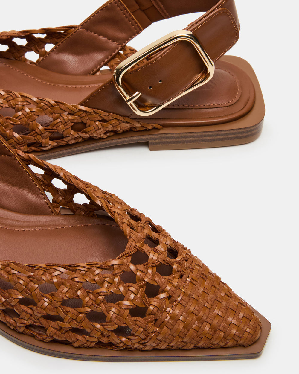 SHAY Woven Cognac Pointed-Toe Slingback Ballet Women's Flat | Steve Madden US