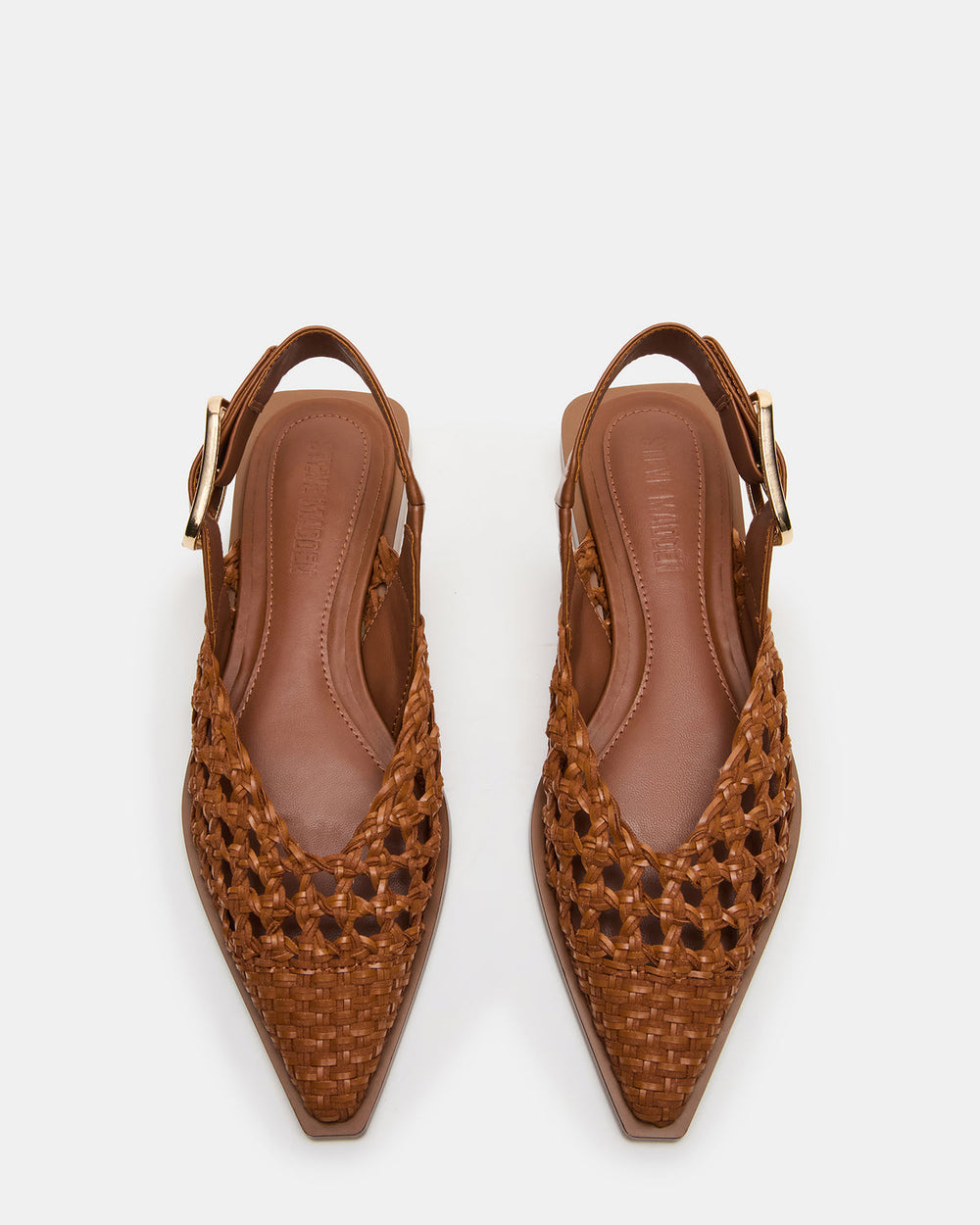 SHAY Woven Cognac Pointed-Toe Slingback Ballet Women's Flat | Steve Madden US