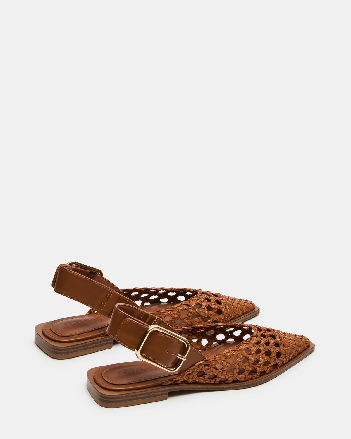 SHAY Woven Cognac Pointed-Toe Slingback Ballet Women's Flat | Steve Madden US